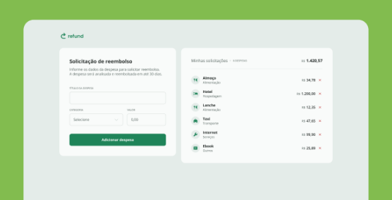 sistema para pedido e acompanhamento de reembolso